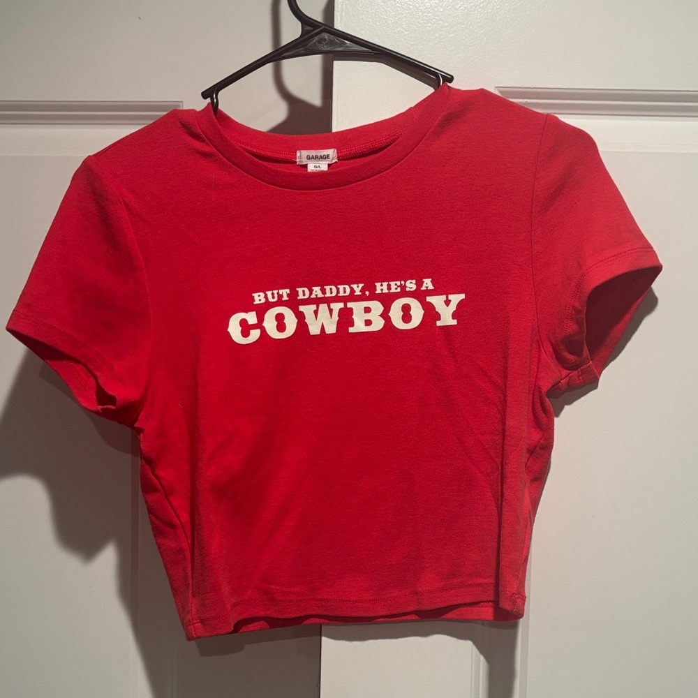 Garage Red Cowboy Cropped Tee